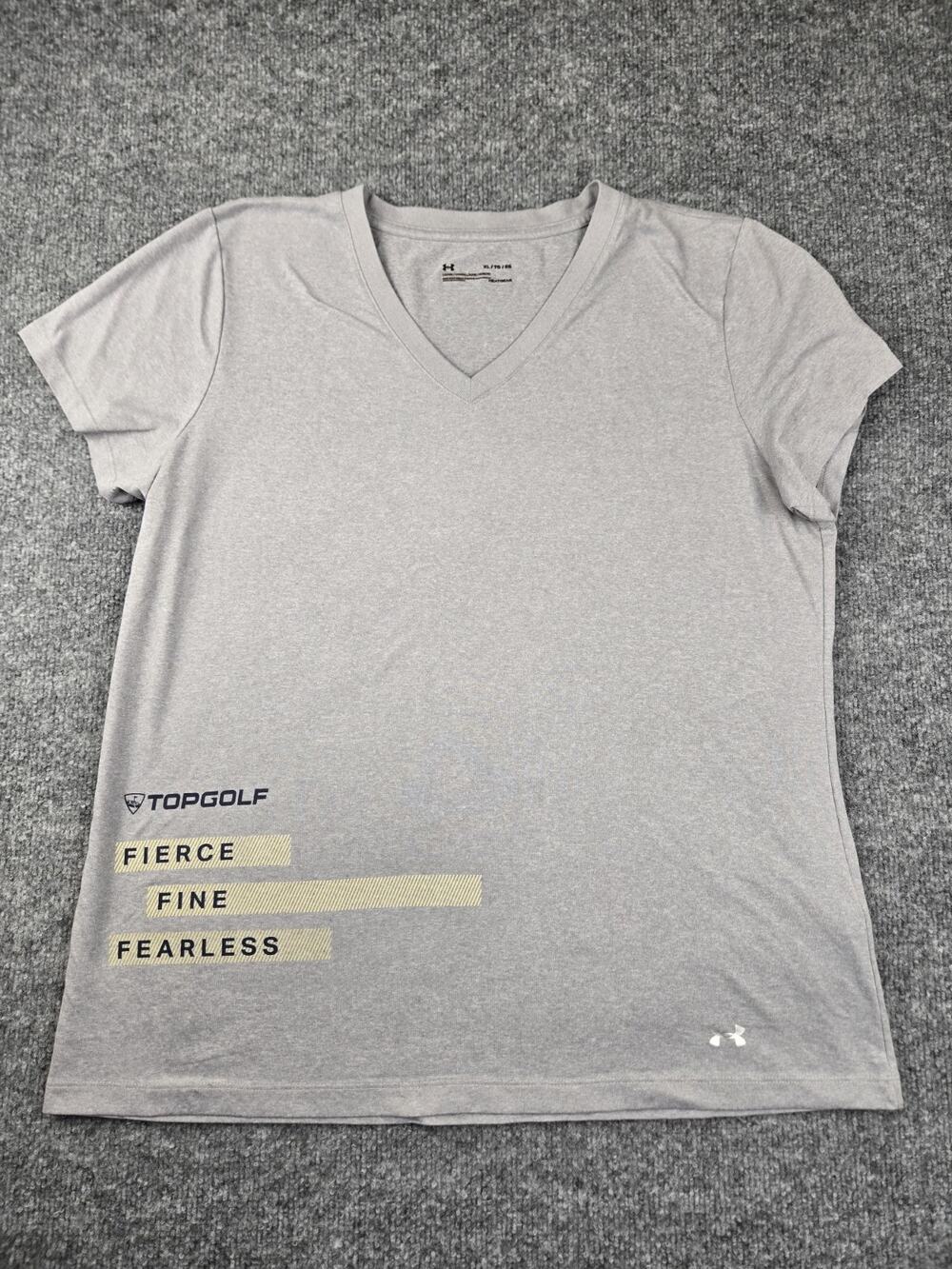Under Armour Heat‎ Gear Loose Women’s Top Golf Shirt Heather Gray Size XL #822